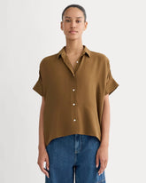 The Boxy Shirt in Washable Silk | Toffee