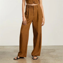 The Linen Way-High® Drape Pant | Tawny Brown