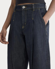 The High Rise Pleated Jean | Dark Indigo