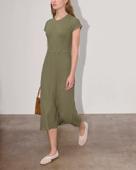 The Rib-Knit Cap-Sleeve Midi Dress | Kalamata
