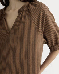 The Gauze Gathered Top | Carob Brown / Black