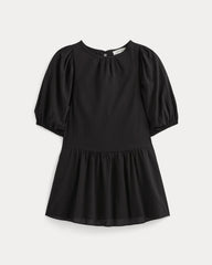 The Gauze Puff-Sleeve Mini Dress | Black