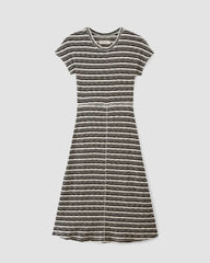 The Rib-Knit Cap-Sleeve Midi Dress | Bone / Black