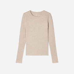 The Luxe Rib Long-Sleeve Crew | Heathered Meringue