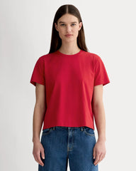 The Box-Cut Tee in Essential Cotton | Berry Red | No Pocket