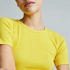The Pima Micro-Rib Crew Tee | High Visibility Yellow