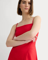 The Seamed Dress in Stretch Linen | Classic Red