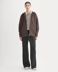 Luxe Fleece Oversized Full-Zip Hoodie | Dark Chocolate