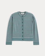 Crew Cardigan in Ultrasoft Merino | Reflecting Pond Multi Stripe