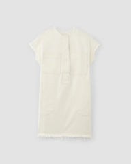 The Denim Workwear Shirtdress | Frayed Hem Bone