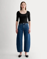 The Luxe Rib Scoop-Neck Tee | Black