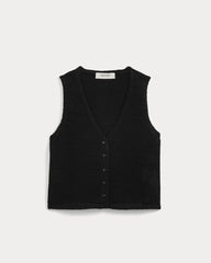 Button-Front Tank in Tape Yarn | Black