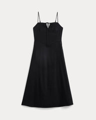 Tie-Neck Dress in Stretch Linen | Black
