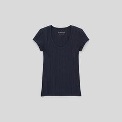 The Rib Soft Knit Scoop-Neck Tee | Navy