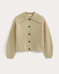 Fisherman Cardigan in Wool Cashmere | Heather Light Camel