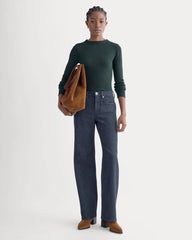The Luxe Rib Funnel-Neck Tee | Heathered Dark Sea