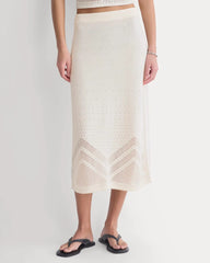 Lace-Knit Maxi Skirt | Bone