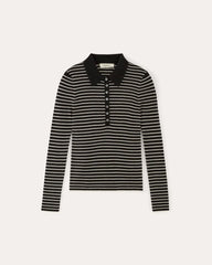 The Polo in Ultrasoft Merino | Black / Bone
