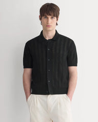 Textured Knit Resort Shirt | Black