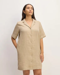 The Shirtdress in Linen | Trench Coat Khaki