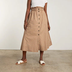 The Easy Button-Front Skirt | Burnt Orange Gingham