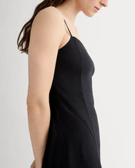 The Seamed Dress in Stretch Linen | Black