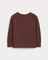 Wide-Neck Crew Sweater in Tape Yarn | Henna Red