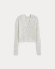 The Ribbed Cardigan in Cotton Linen | White