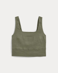 The Square Tank in Stretch Linen | Lichen Green