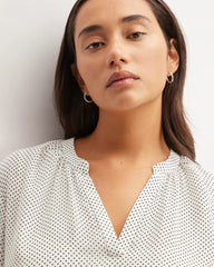 The Washable Clean Silk V-Neck Top | Bone / Black Polka Dot