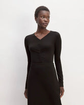The Ruched V-Neck Tee in Butterluxe | Black