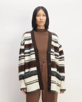 The SuperFuzz Alpaca Cardigan | Bone / Hot Fudge / Heather Charcoal