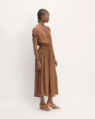 The Gathered Midi Dress | Carob Brown