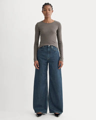 The Luxe Rib Long-Sleeve Crew | Washed Heathered Fatigue
