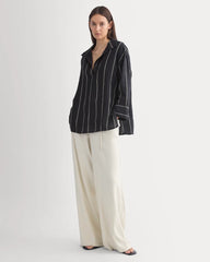 Popover Shirt in Linen | Black