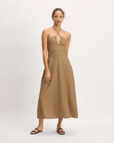 The Linen Halter-Neck Dress | Tiger's Eye