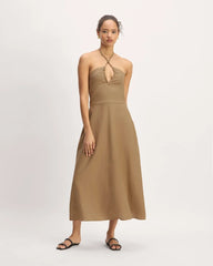 The Linen Halter-Neck Dress | Tiger's Eye