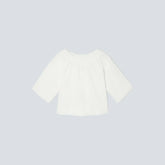 The Seersucker Gathered Tee | White