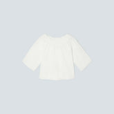 The Seersucker Gathered Tee | White