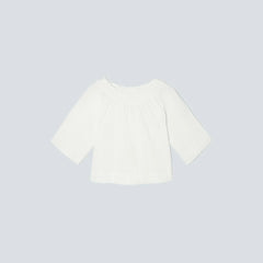 The Seersucker Gathered Tee | White