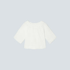 The Seersucker Gathered Tee | White