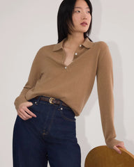 The Classic Polo in Cashmere | Tiger's Eye