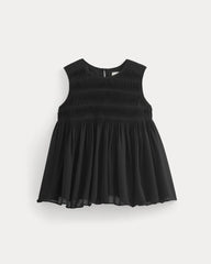 Twisted Pleat Tank in Silk Georgette | Black