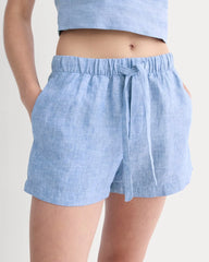 The Drawstring Boxer Short in Linen | Chambray