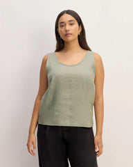 The Scoop Tank in Linen | Sage Green