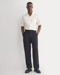 Soyeux Linen Pleated Trouser | Black