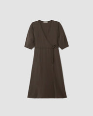 The City Stripe Wrap Dress | Earth Brown