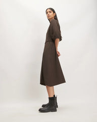 The City Stripe Wrap Dress | Earth Brown