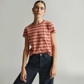The Box-Cut Tee in Essential Cotton | Redwood Stripe | No Pocket