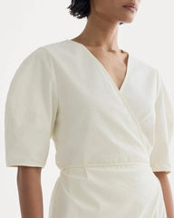 The Seersucker Mini Wrap Dress | Bone